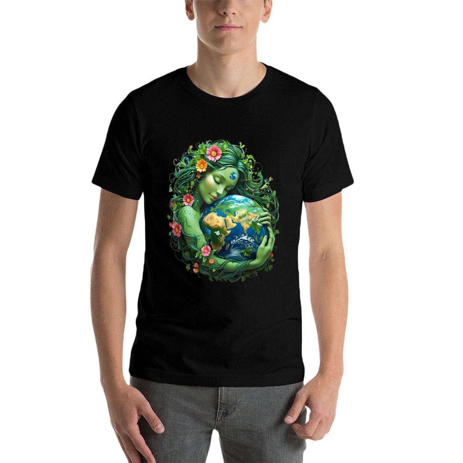 Green Mother Nature Earth Day Earth Mother Women Girl  Cotton T-Shirt