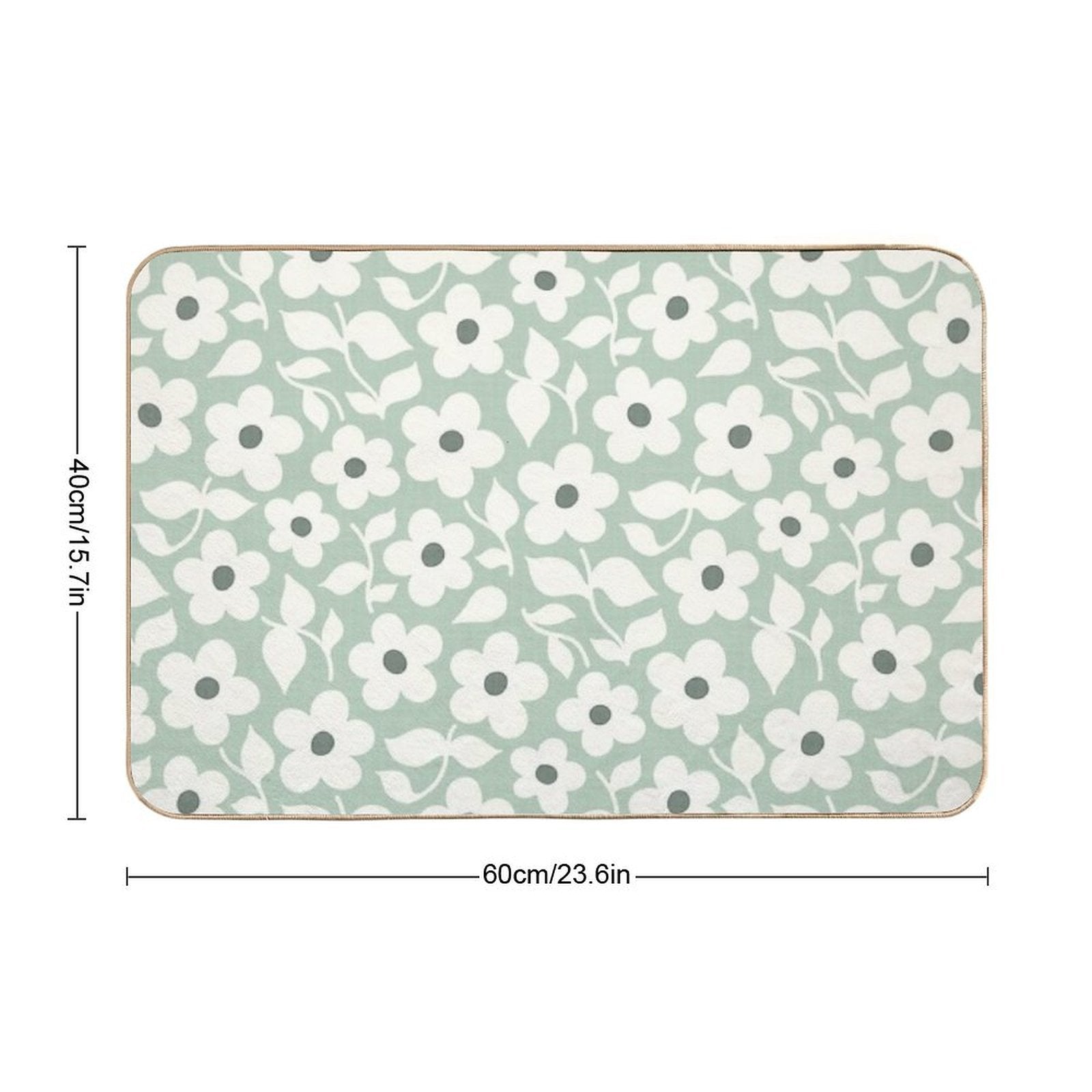 Bold Retro Daisy Flowers – Sage Green – Playful Floral Design  Rapid-Drying Bath Mat
