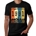 30 Limited Edition, Made in September 1991 30th Birthday  Ribbed Collar T-Shirt