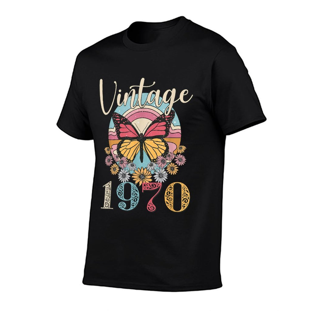 Vintage 52th 1970 Butterfly Floral Birthday Women Mom Gifts  Soft T-Shirt