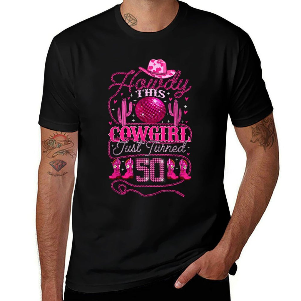 50yr Birthday Cowgirl Western 50Years Old Girl 50th Birthday  Heathered Texture T-Shirt
