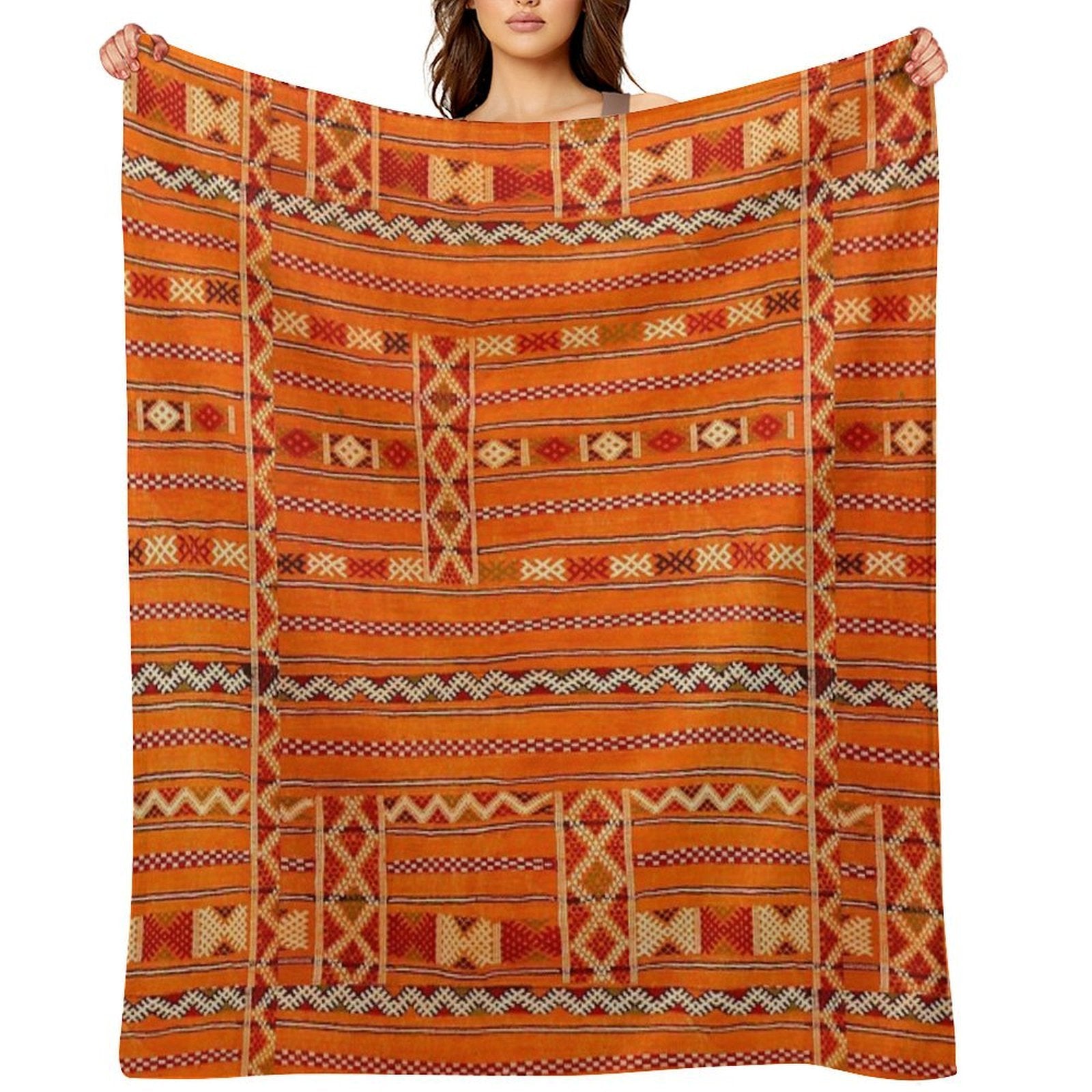 Vintage Moroccan Pattern - Sunset Colors Anti-pilling Throw Blanket