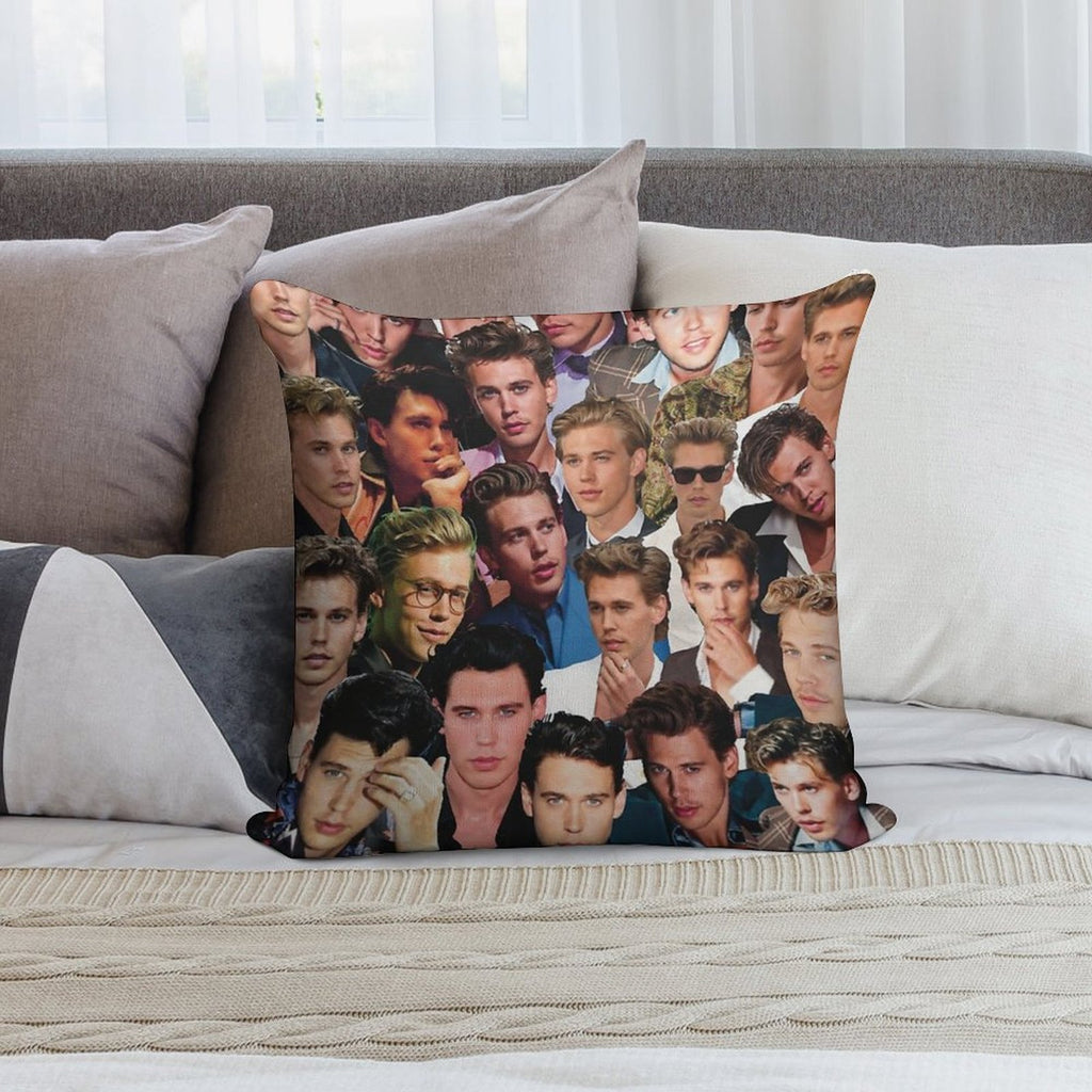 Austin Butler Photo Collage Soft High-Density Material Throw Pillow