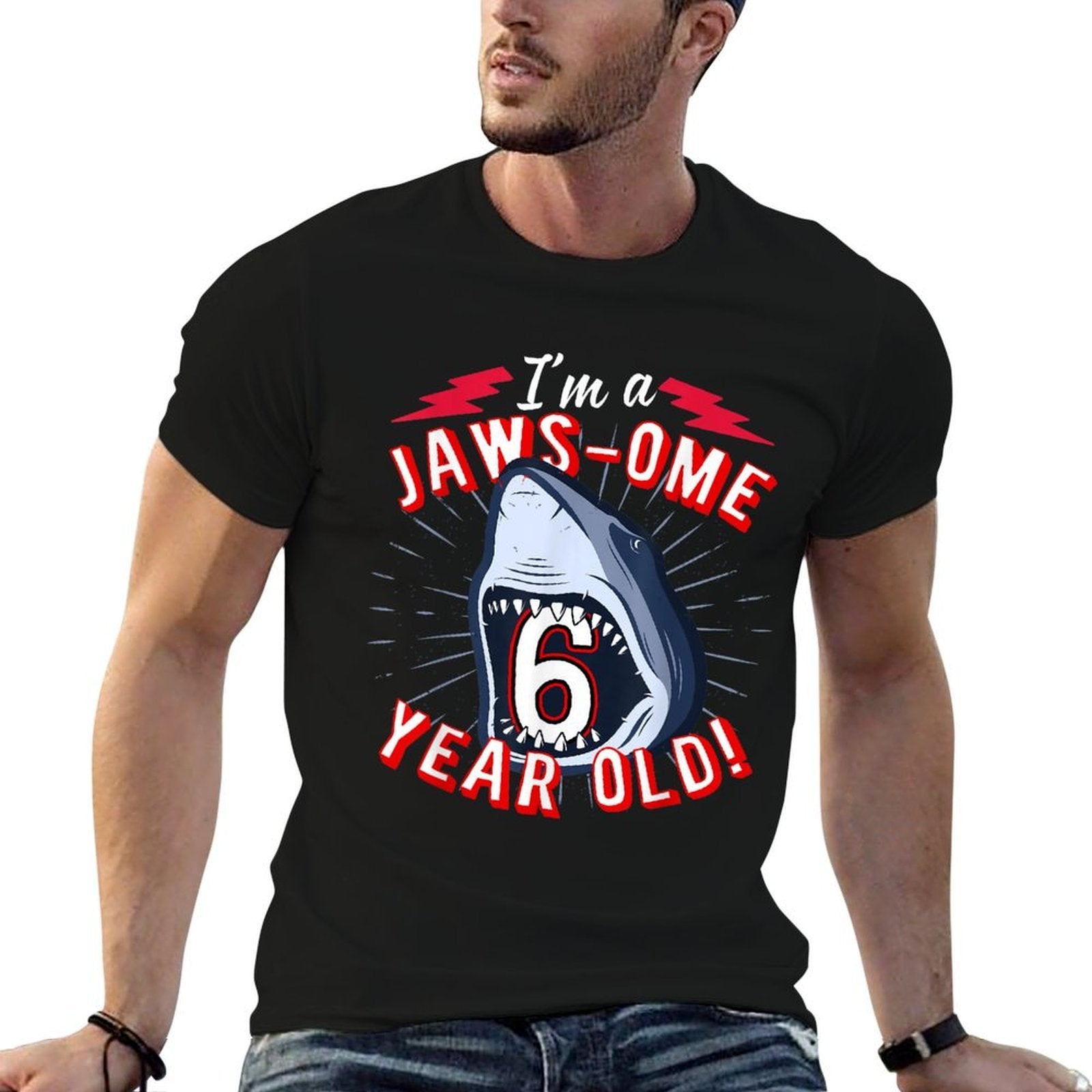 Jawsome Six Year Old Birthday - Sharks for Boys  Slim-fit Cut T-Shirt