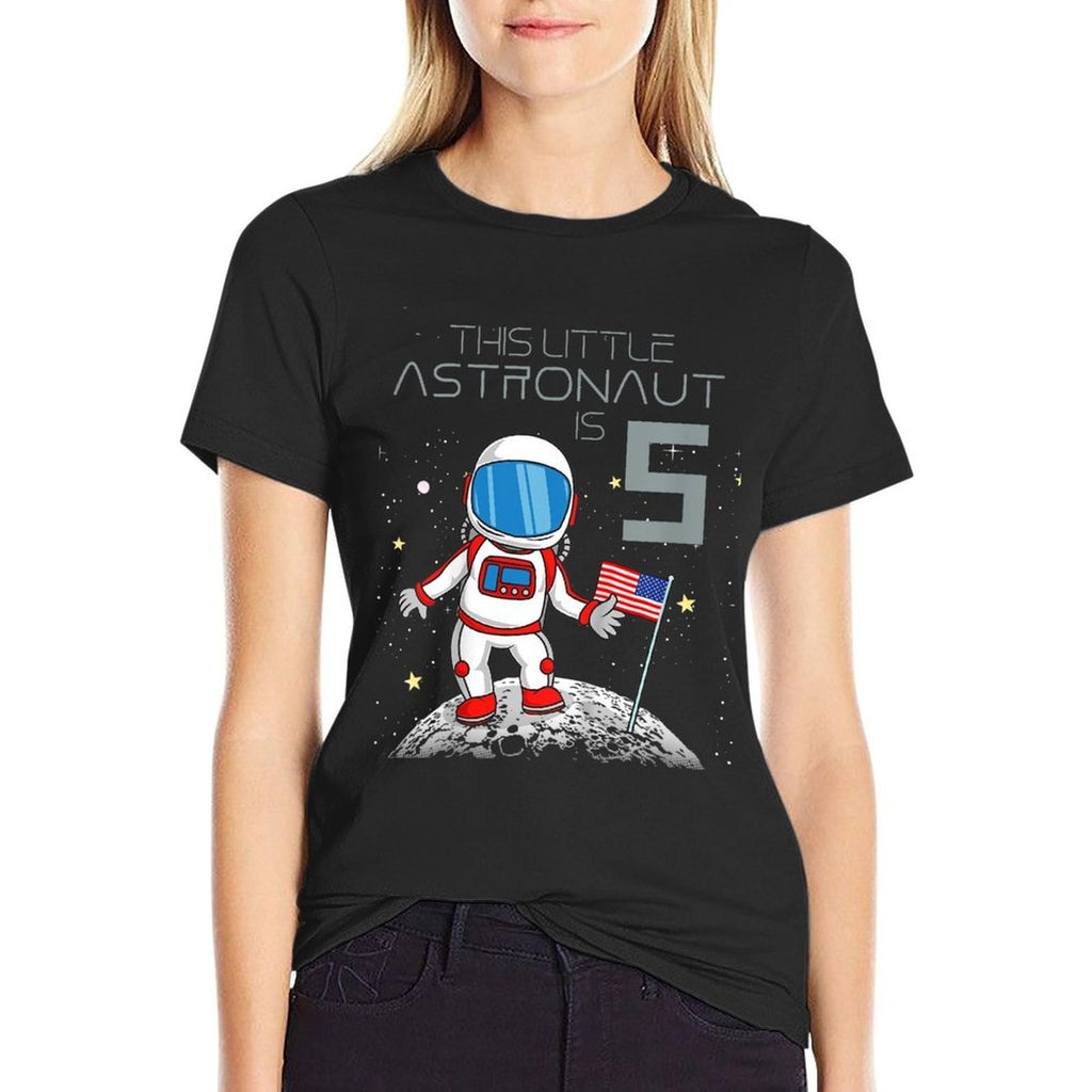 Kids 5th Birthday Astronaut Boys Gift 5 Year Old Space Geek  Stretchy T-Shirt