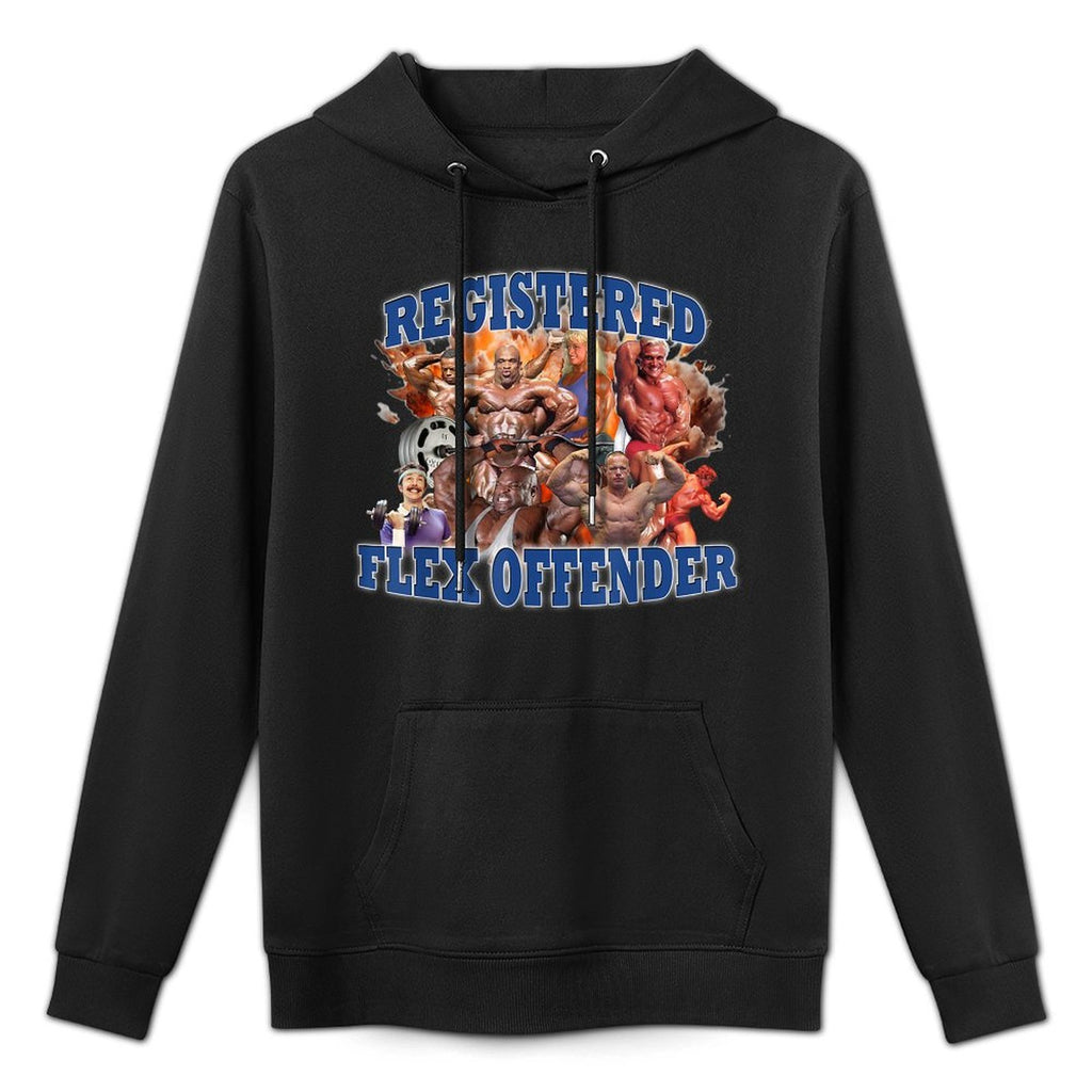 Denchs Mens Modern Humorous Party Style Black Flex Offender Casual Wear Hoodie