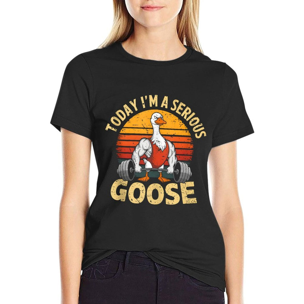 Today Im A Serious Goose Funny Gym Weightlifting Fitness  Heathered Texture T-Shirt
