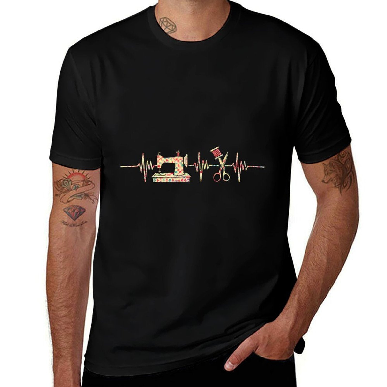 Quilter Sewing Heartbeat Design for Quilting Lovers  Vintage-inspired T-Shirt