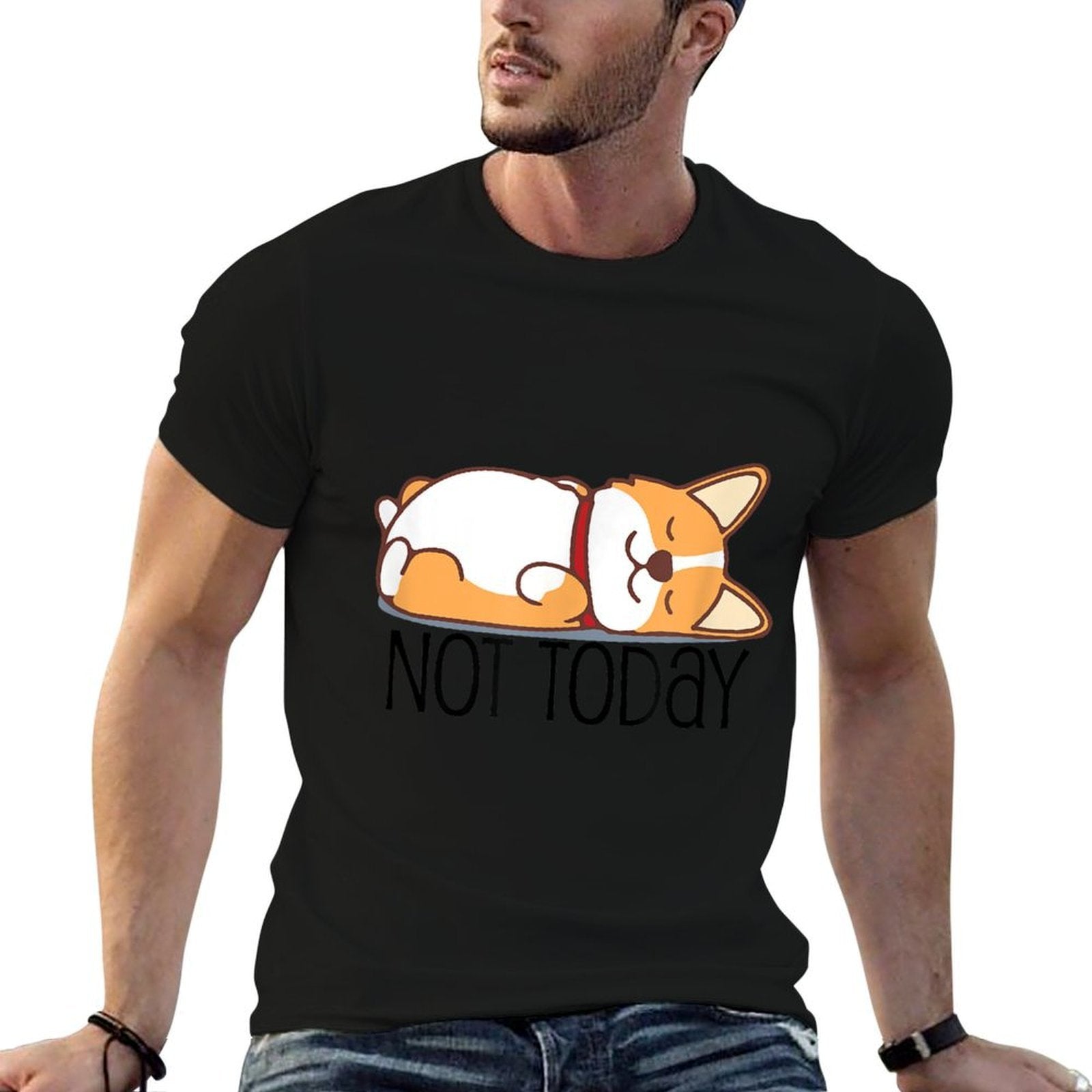 Cute Corgi Gift Funny Dog Lover Not Today Lazy Animal  Moisture-wicking T-Shirt