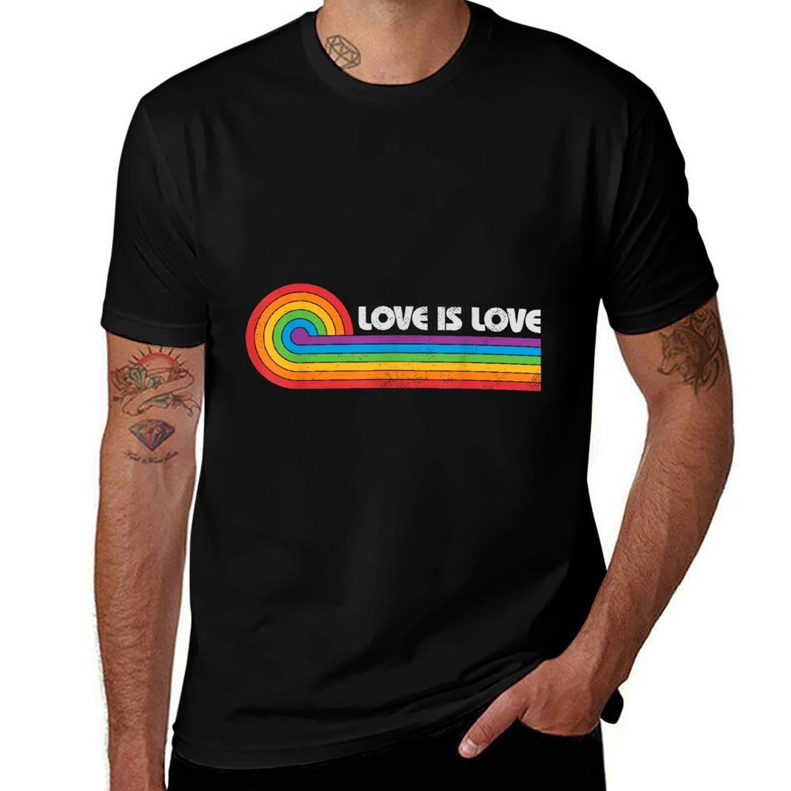 LGBTQ Love Is Love Gay Pride LGBT Ally Rainbow Vintage  Moisture-wicking T-Shirt