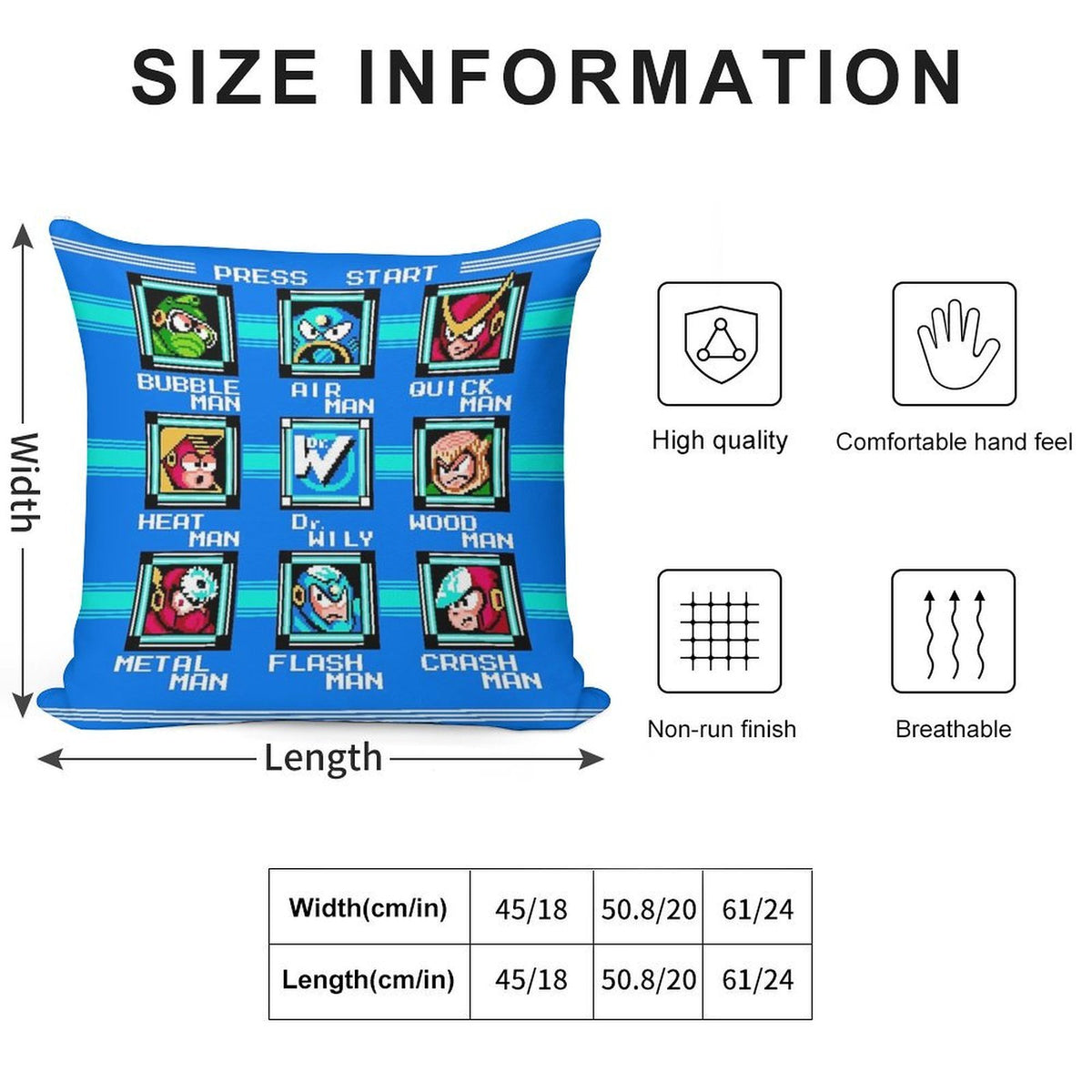 Megaman 2 Stage Select Soft Multiple Sizes Throw Pillow