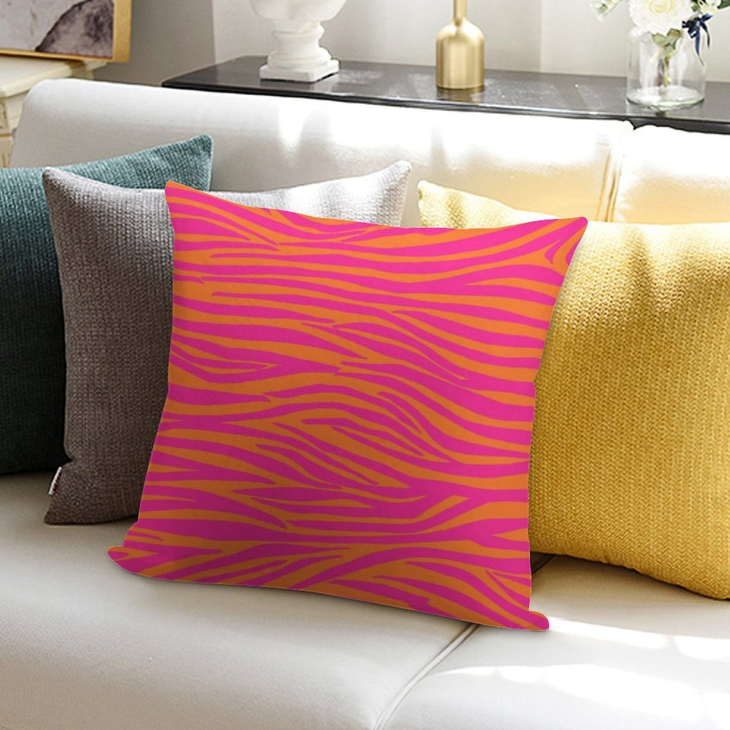 Pink And Orange Zebra Stripes Soft Gift Ready Throw Pillow