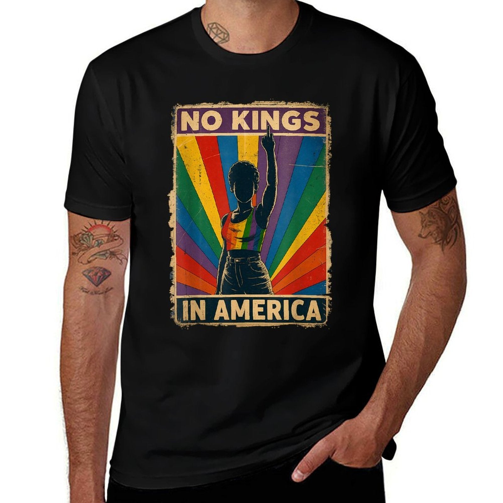 No Kings in America LGBT Pride Save Democraty  Summer-ready Fabric T-Shirt