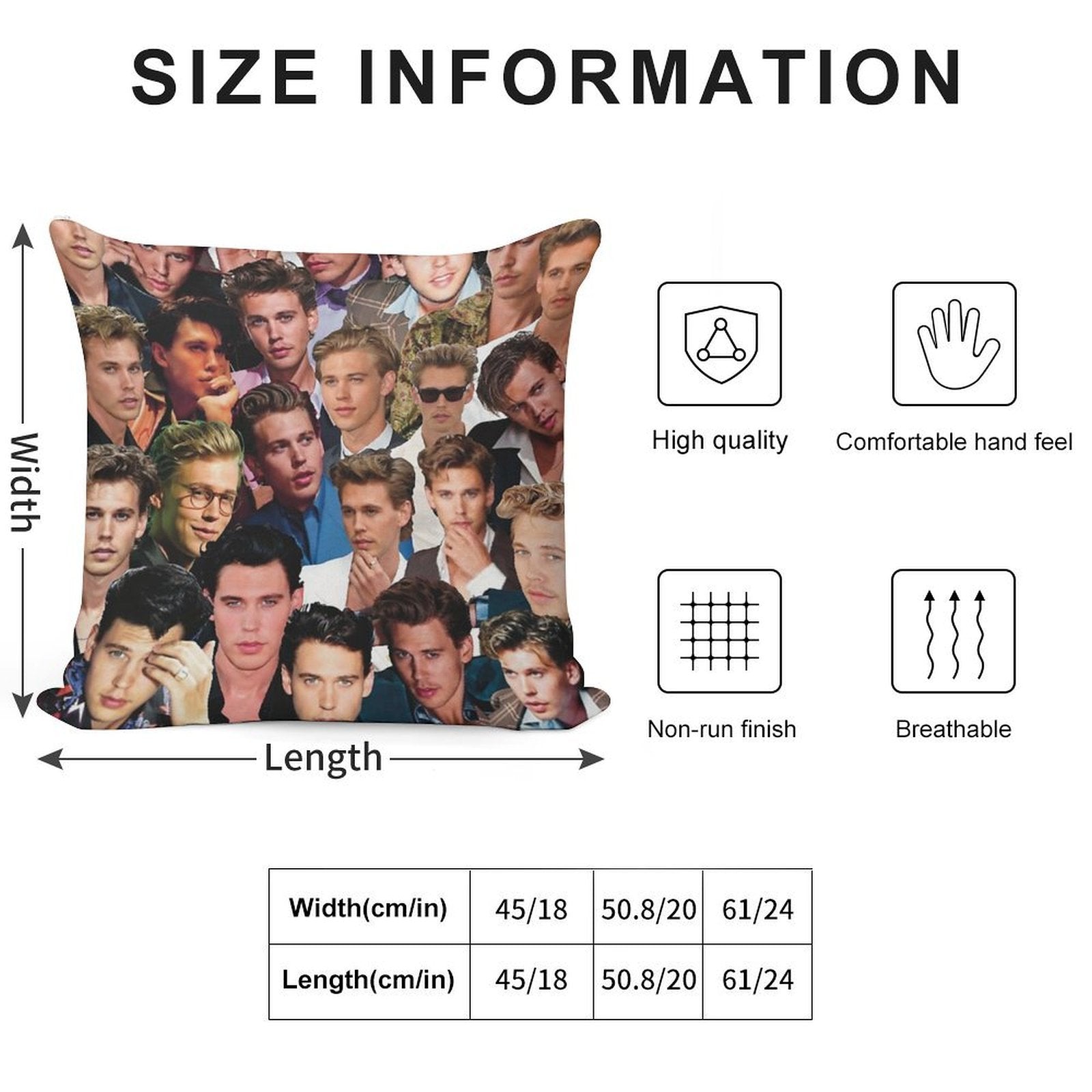 Austin Butler Photo Collage Soft High-Density Material Throw Pillow