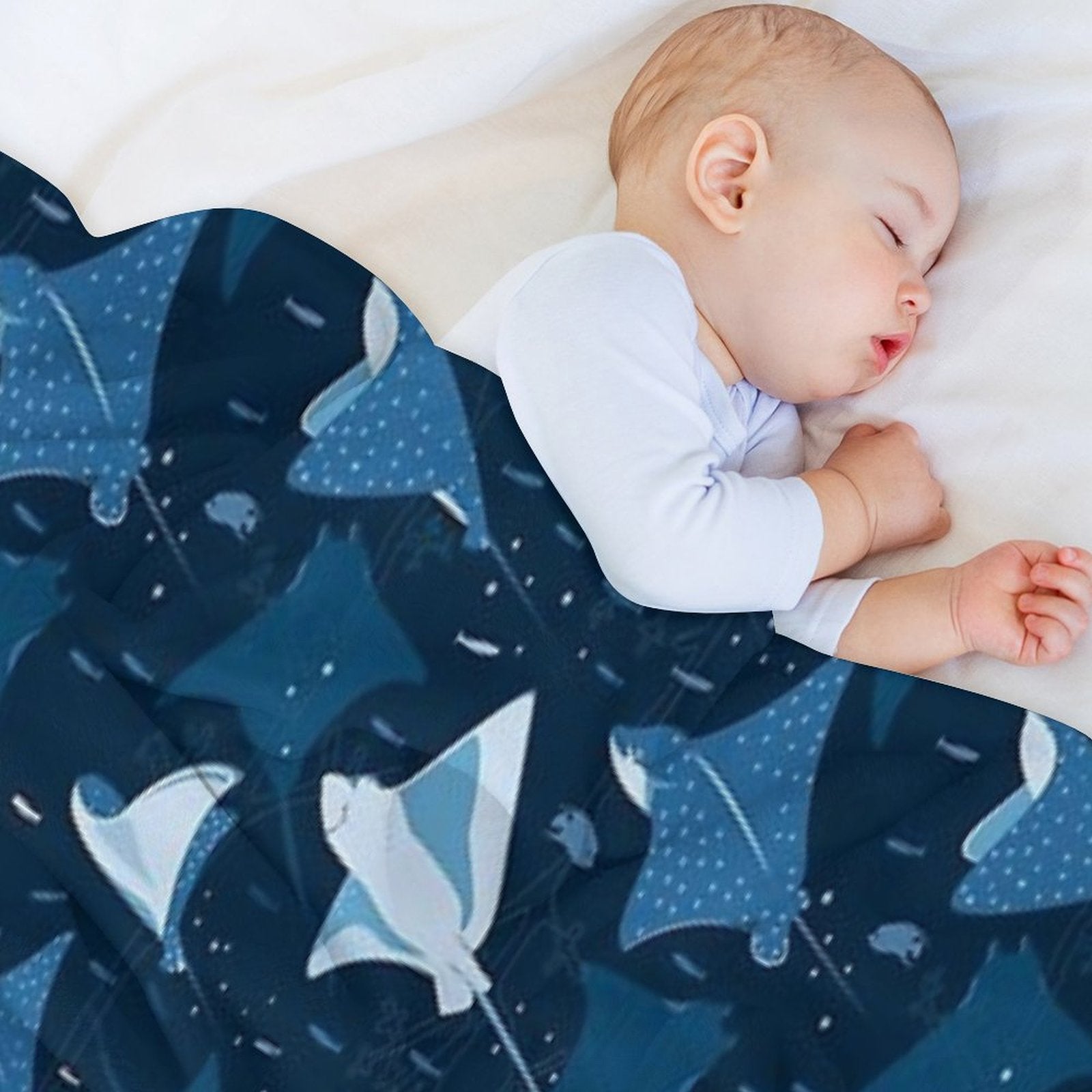Flying Stingrays Blue Machine-washable Throw Blanket