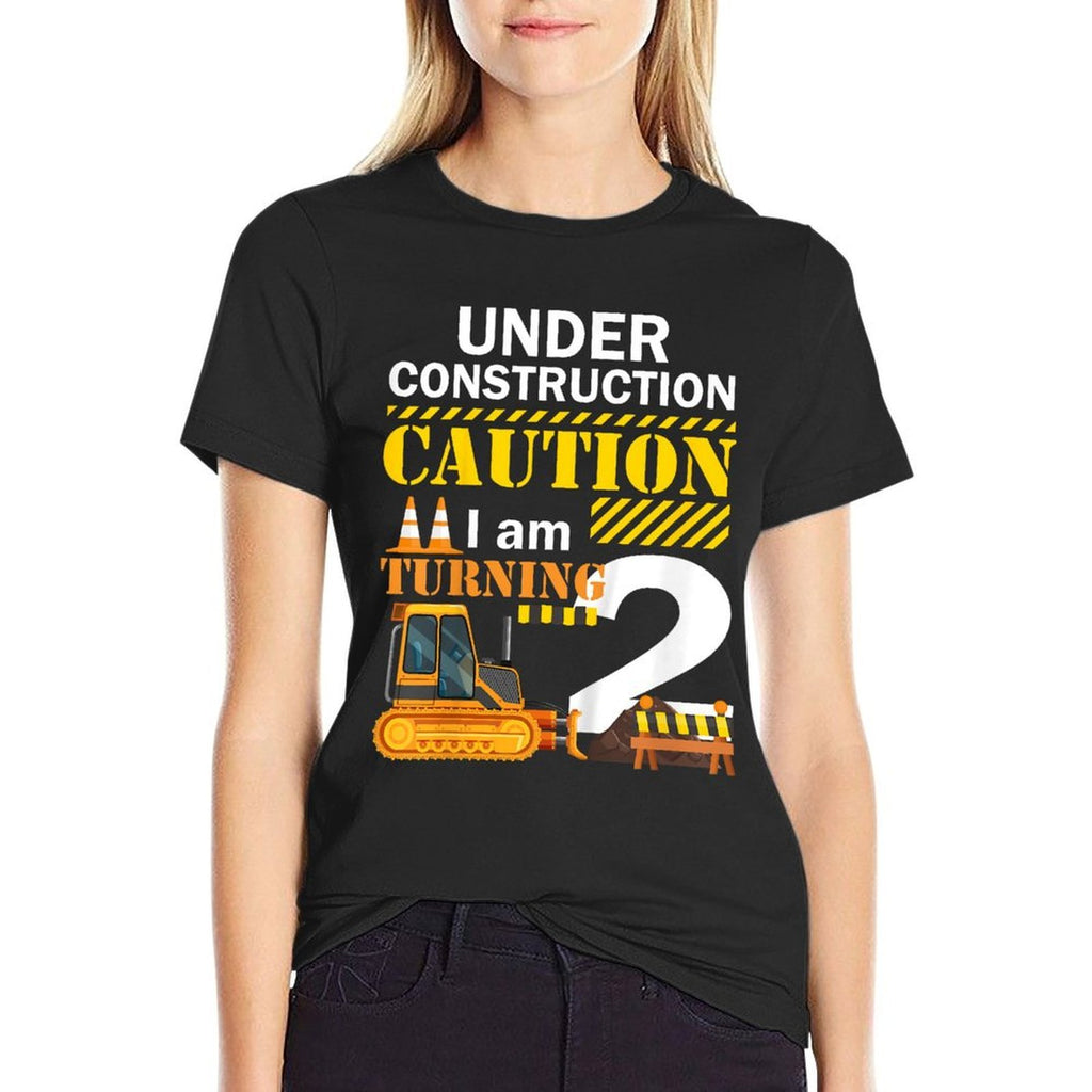 Kids 2nd Birthday Under Construction Caution I Am Turning 2  Soft T-Shirt