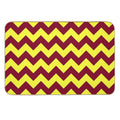 Electric Yellow And Burgundy Red Horizontal Zigzags  Repositionable Bath Mat