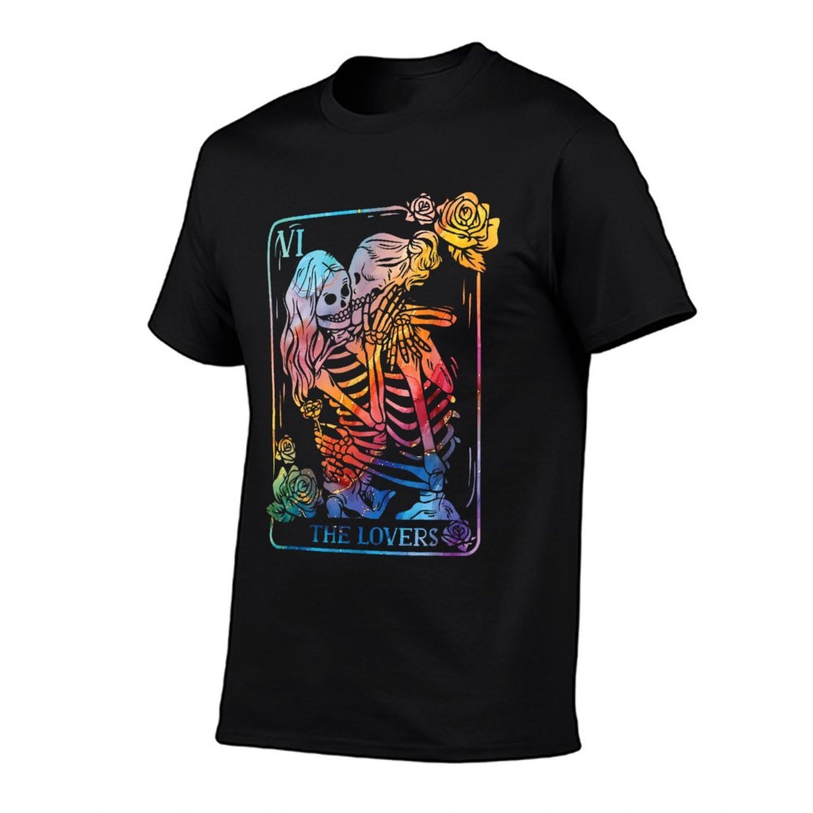 The Lovers Tarot Card Occult Goth Kissing LGBT Rainbow Pride  Cotton T-Shirt