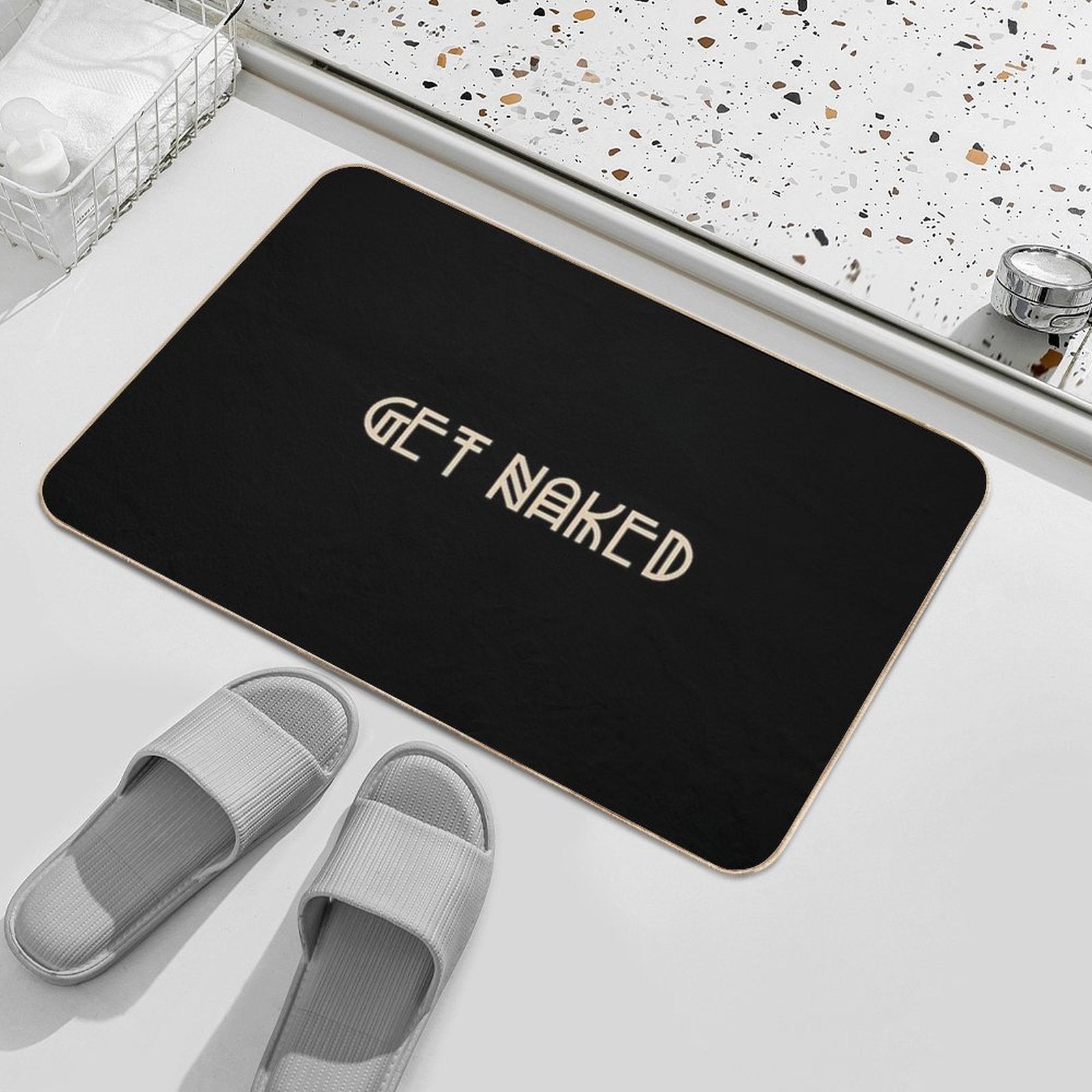 Funny Get Naked  Dirt-Trapping Bath Mat