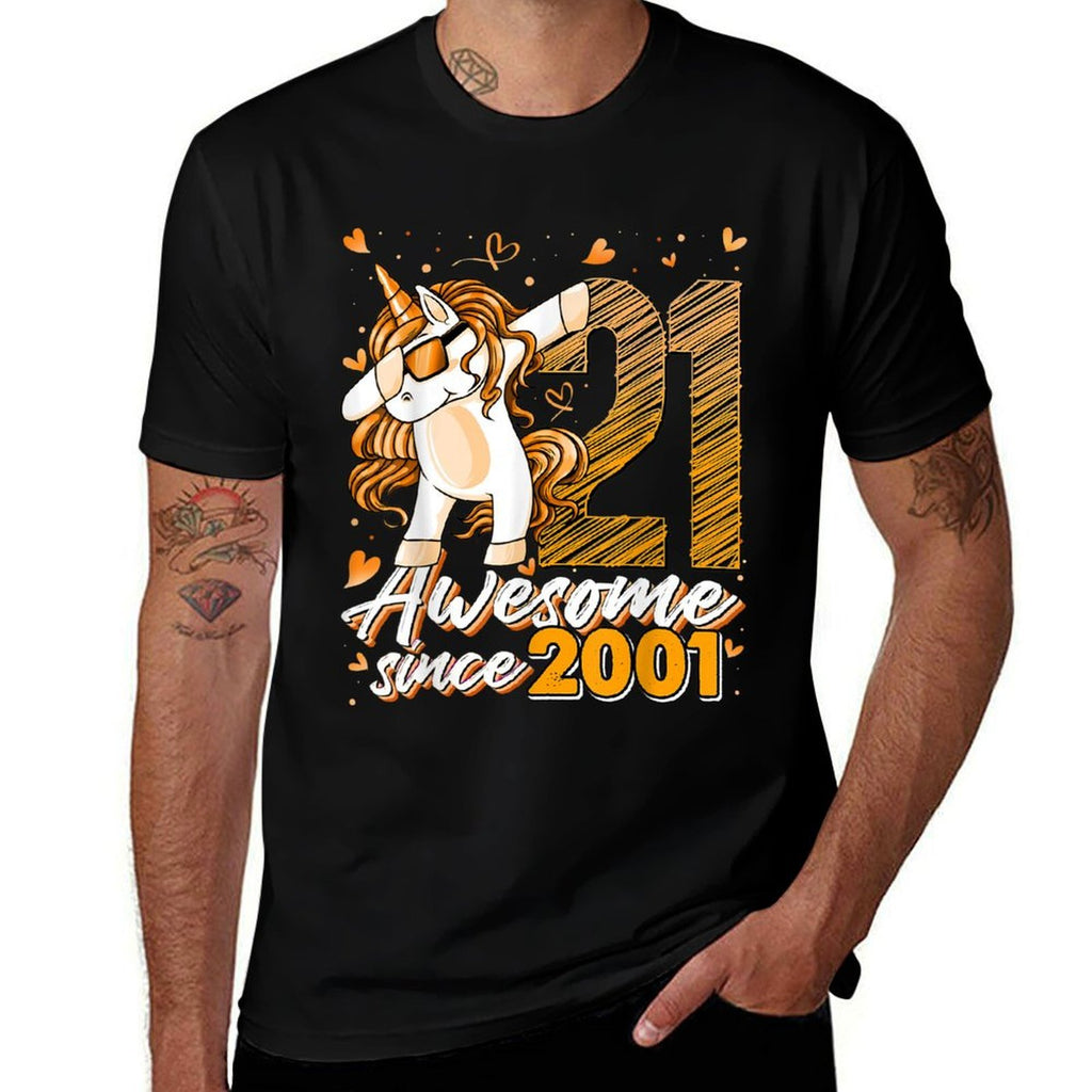 21 Year Old Unicorn Dabbing 21st Birthday Girl Unicorn Party  Cotton T-Shirt