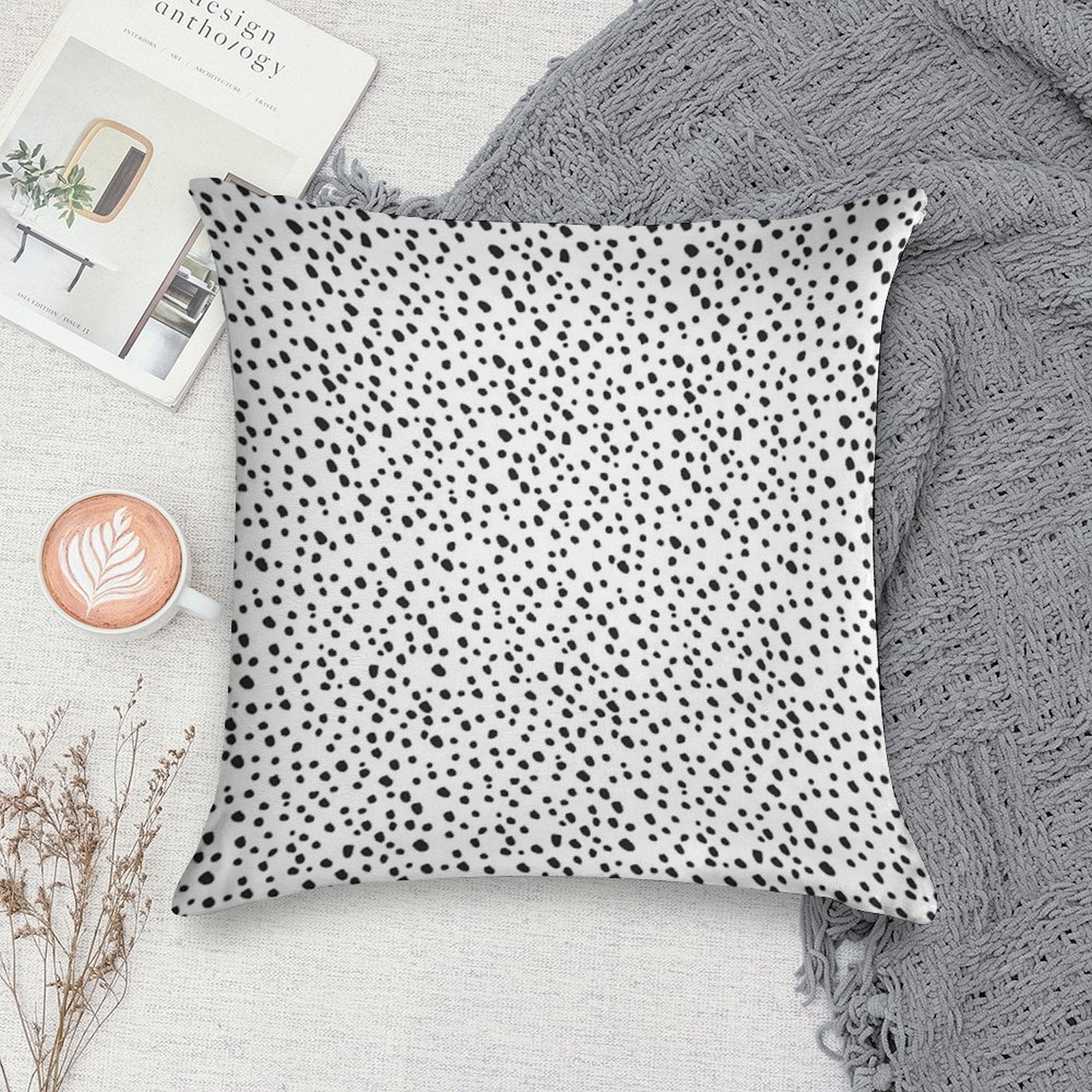 Black Dots by Minikuosi Soft Luxury Feel Throw Pillow