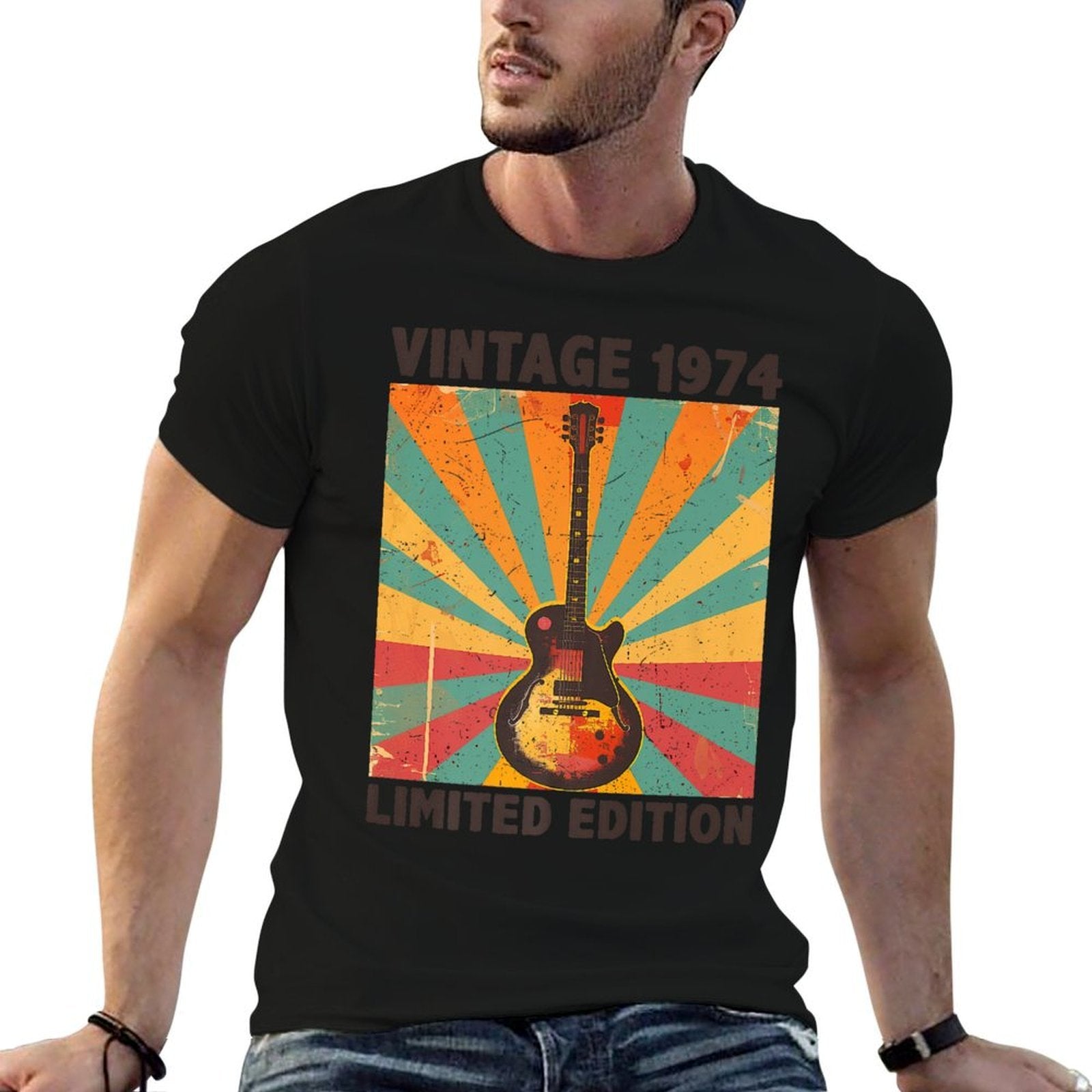 50 Years Old Gift Vintage 1974 Guitar Lover - 50th Birthday Premium  Tagless Design T-Shirt