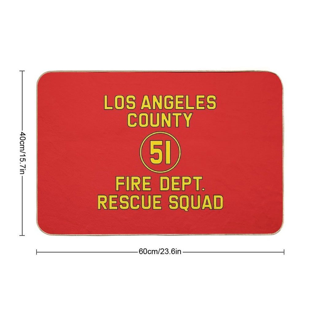 Emergency Squad 51 Side of Truck Reproduction Logo Durable Bath Mat