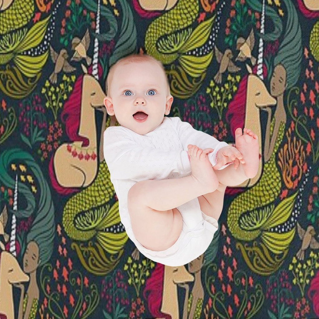 The Mermaid And The Unicorn Multi-functional Throw Blanket