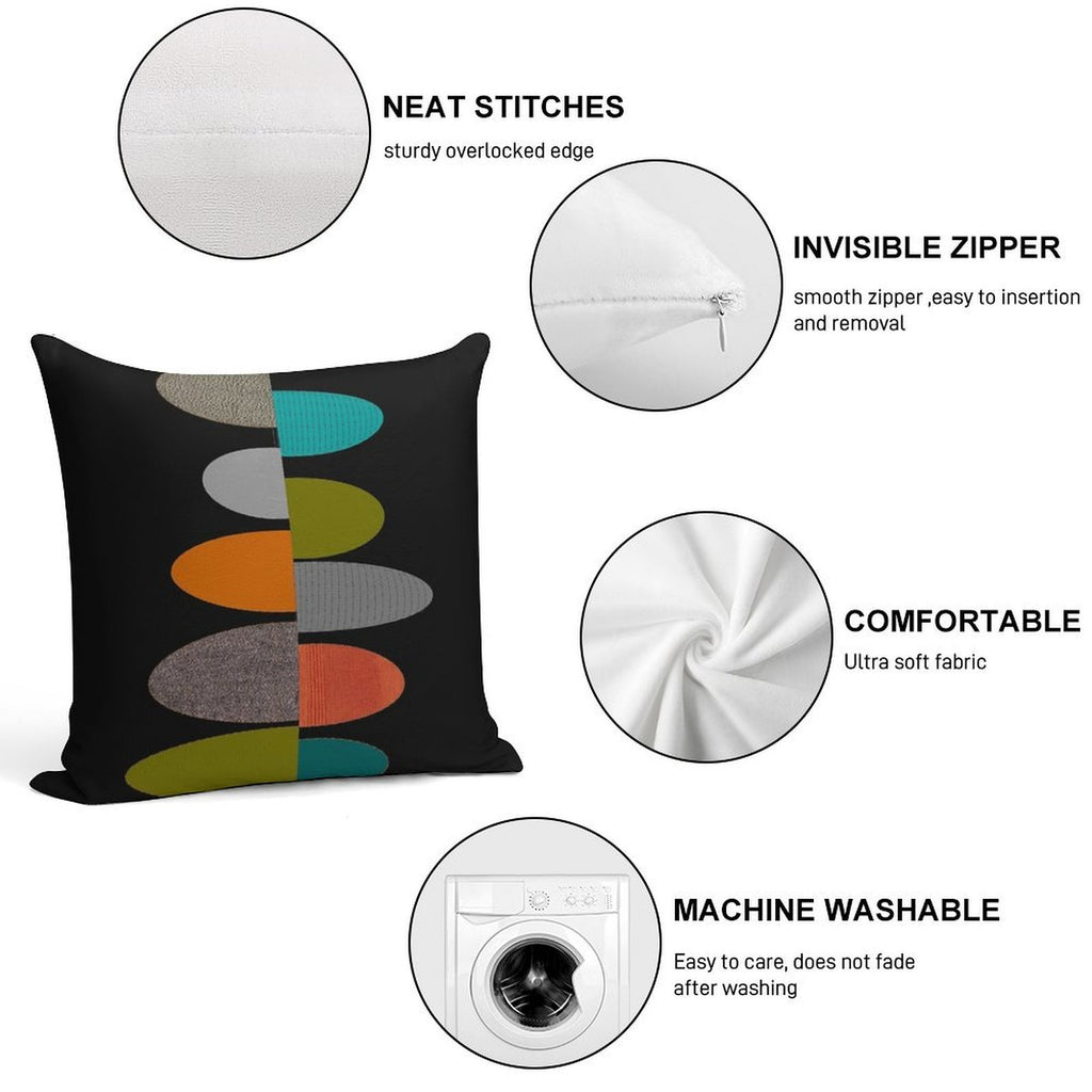 Mid-Century Modern Ovals Soft Short Plush Fabric Throw Pillow