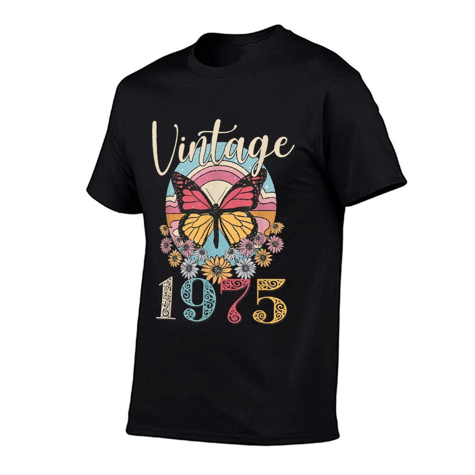 Vintage 47th 1975 Butterfly Floral Birthday Women Mom Gifts  Classic T-Shirt
