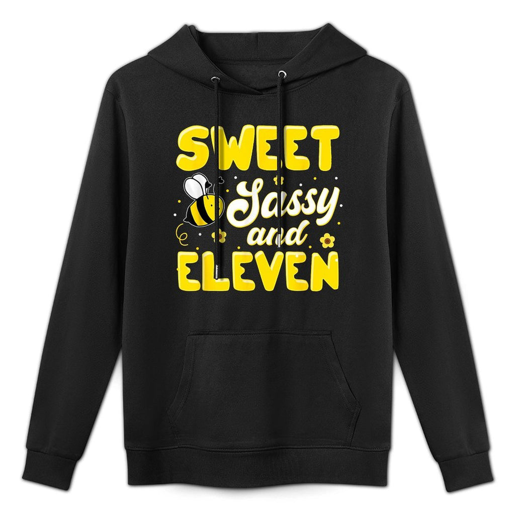 Sweet Sassy And Eleven 11th Birthday Girl Bee Day 11 Yrs Old Moisture-Wicking Hoodie