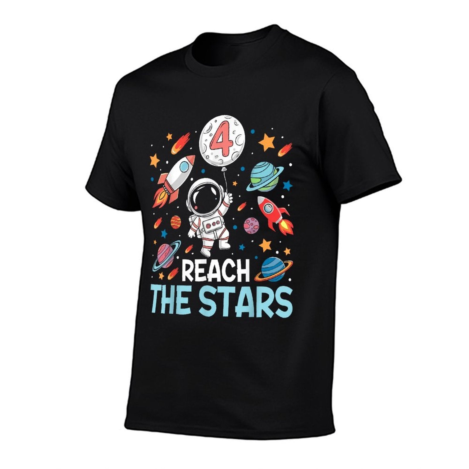 Reach Four The Stars 4 Years Old Birthday Boy Astronaut 4th  Quick-drying T-Shirt
