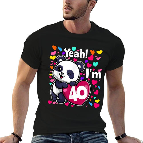 40 Years Old 40th Birthday Panda Hearts Cute Girl Party  Lightweight T-Shirt