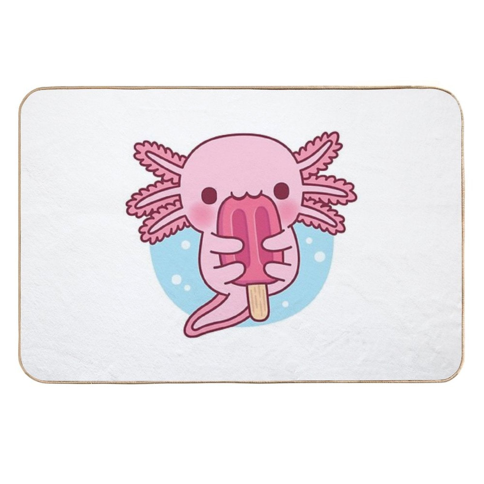 Cute Axolotl Eating Popsicle Ice Cream  Multi-Purpose Bath Mat