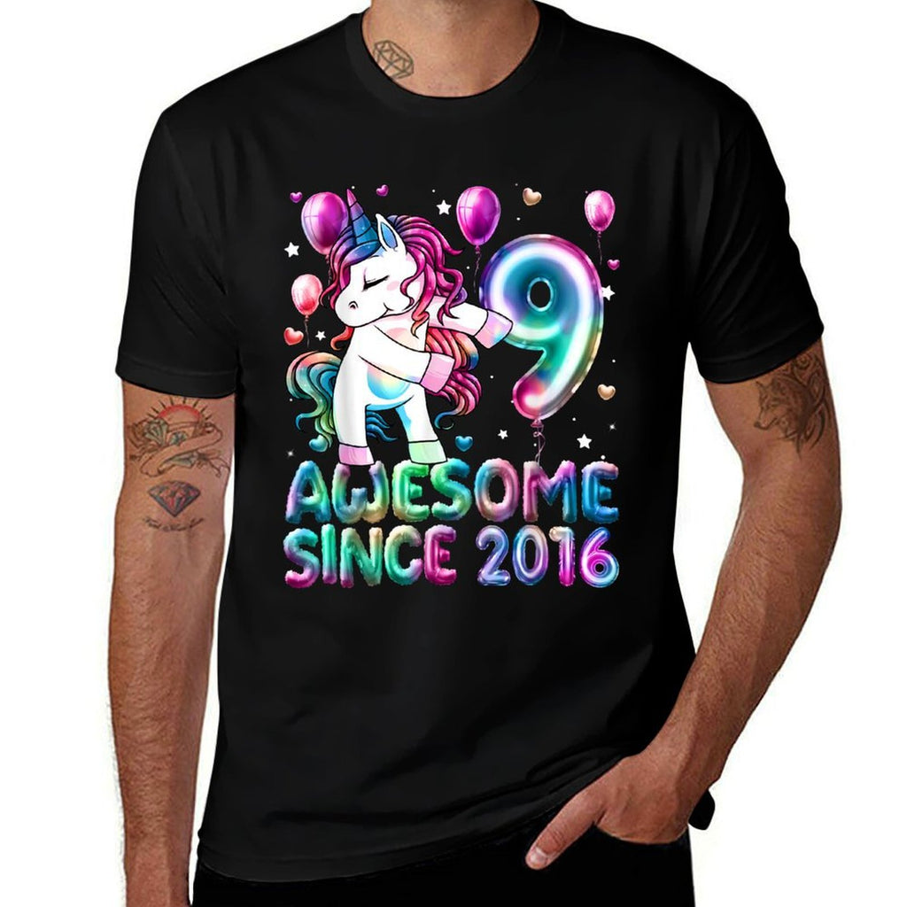 Flossing Unicorn 9 Year Old 9th Birthday Girl Unicorn Party  Graphic-printed T-Shirt