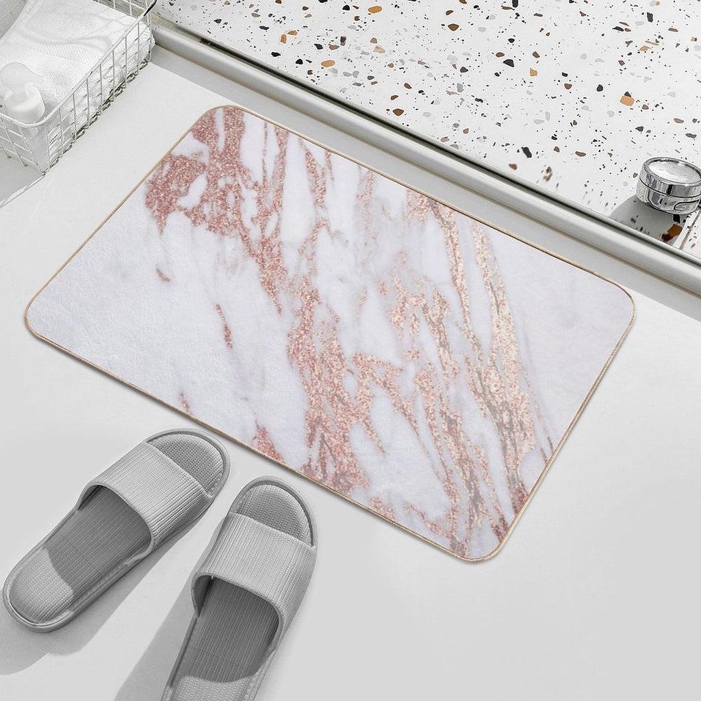 Blush Pink Rose Gold Marble  Dirt-Trapping Bath Mat