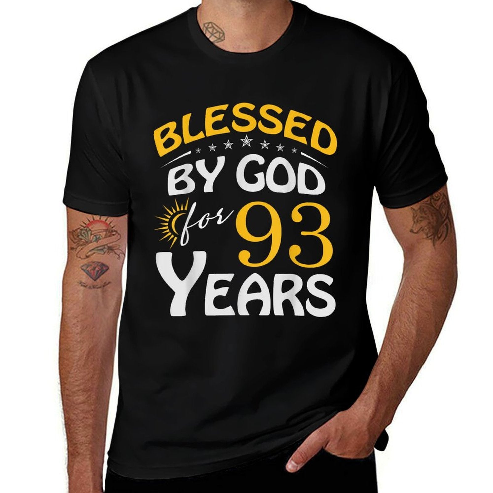 Vintage Blessed by God For 93 Years Old Happy 93rd Birthday  Easy-care T-Shirt