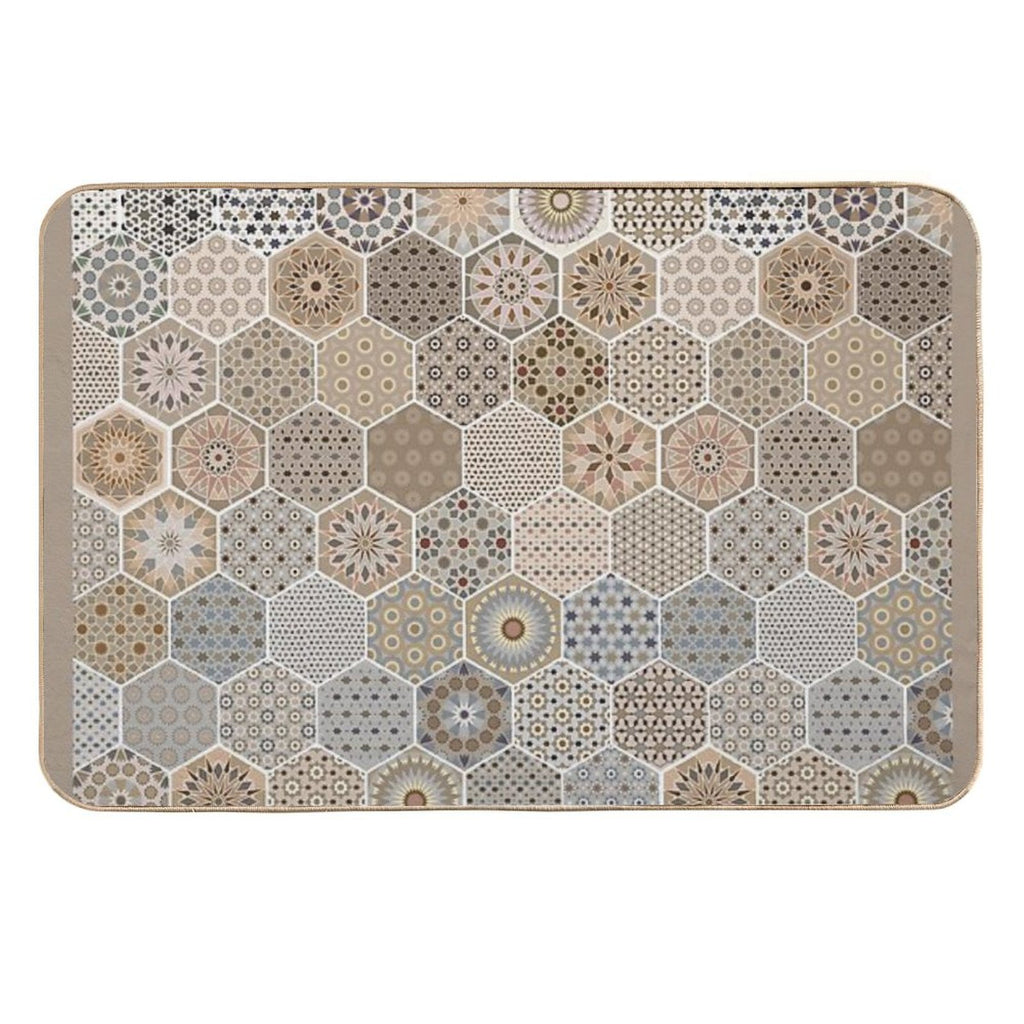 Sacred Space with Mandalas Tiles Patterns  Non-Slip Bath Mat