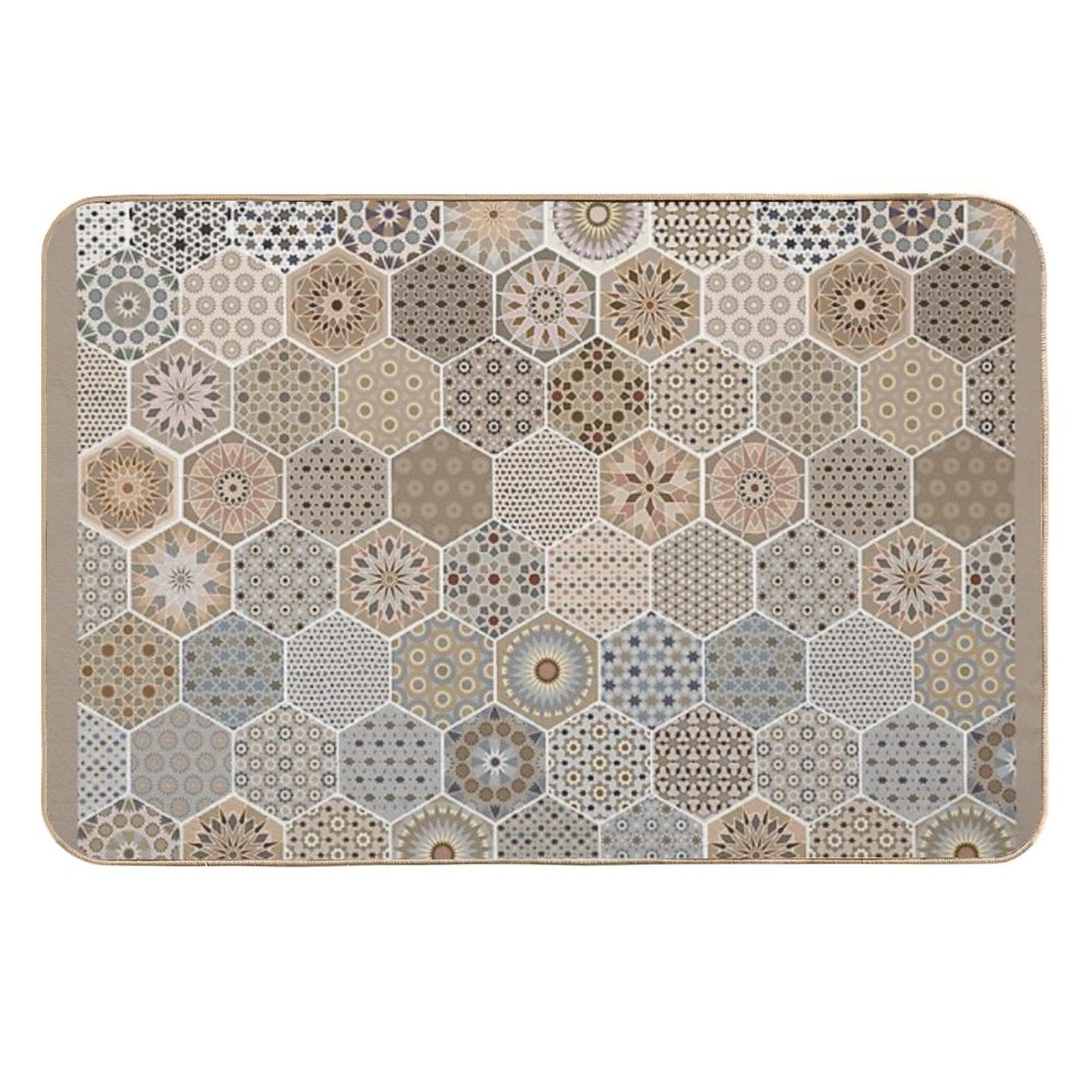 Sacred Space with Mandalas Tiles Patterns  Non-Slip Bath Mat