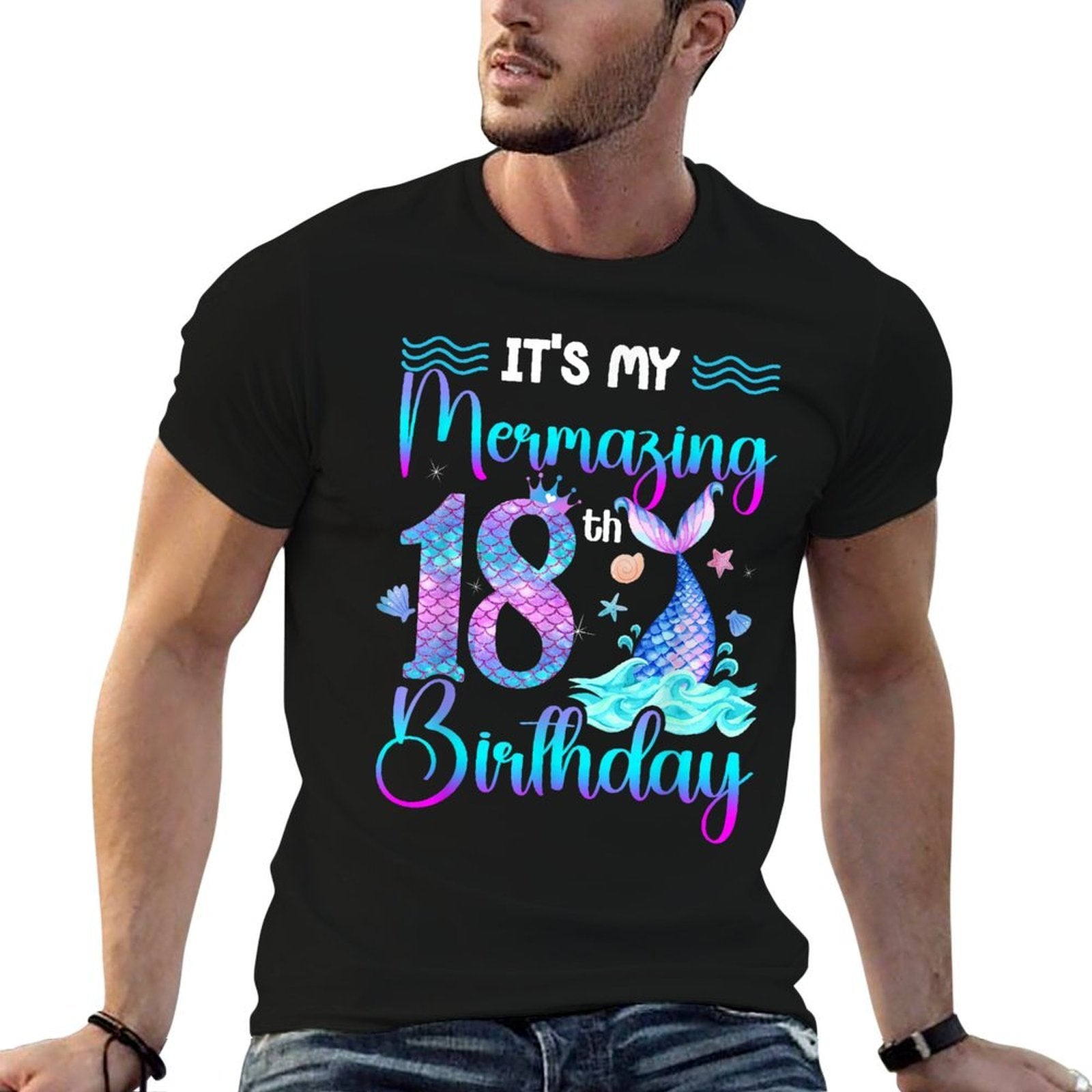 It's My Mermazing 18th Bday Party Mermaid 18 Years Old  Stretchy T-Shirt