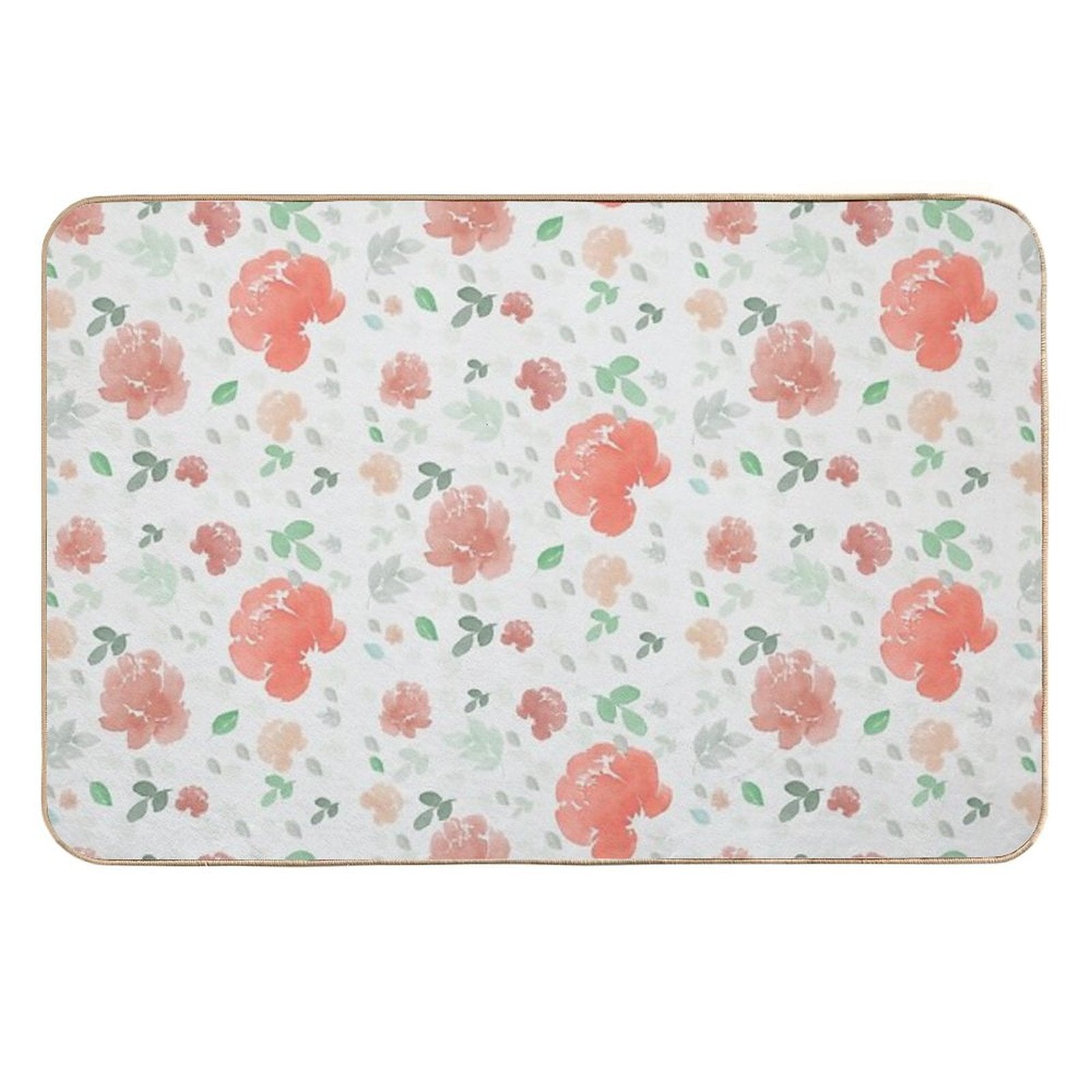 Watercolor Flowers Peonies  Stain-Proof Bath Mat