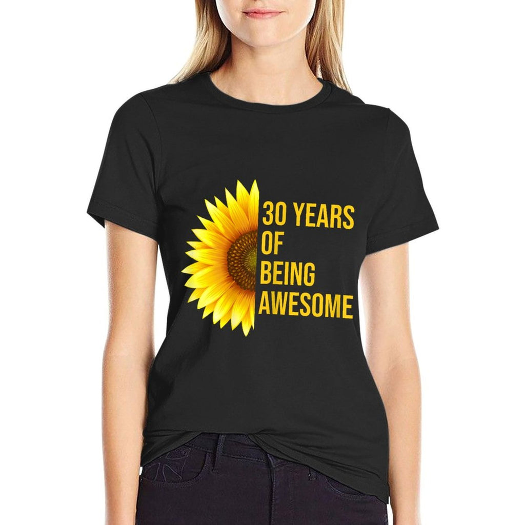 30 Years Old 30th Birthday Sunflower Gift  Heathered Texture T-Shirt
