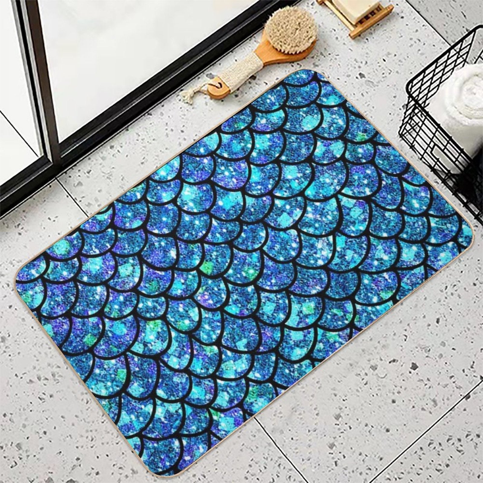 Magical Sparkly Mermaid Scales  Long-Lasting Bath Mat