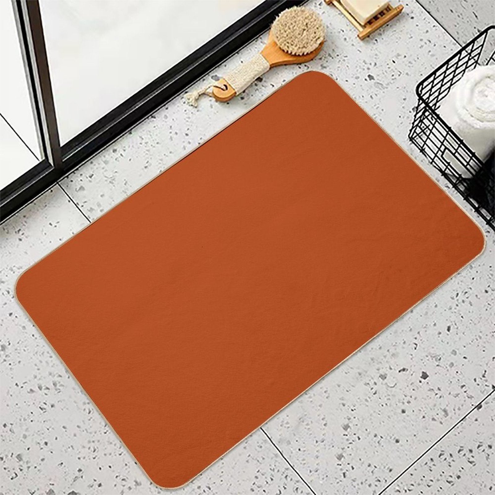 Solid Rust Solid Color  Multi-Purpose Bath Mat