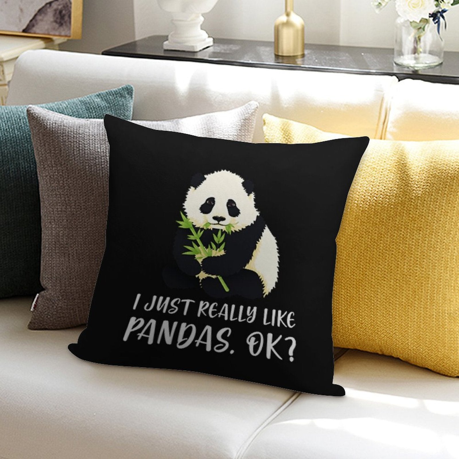 I Just Really Like Pandas, OK Soft Skin-Friendly Throw Pillow