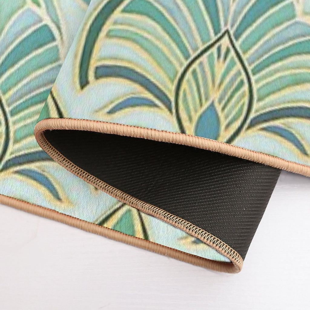 Jade Enamel Art Deco Fans Durable Bath Mat