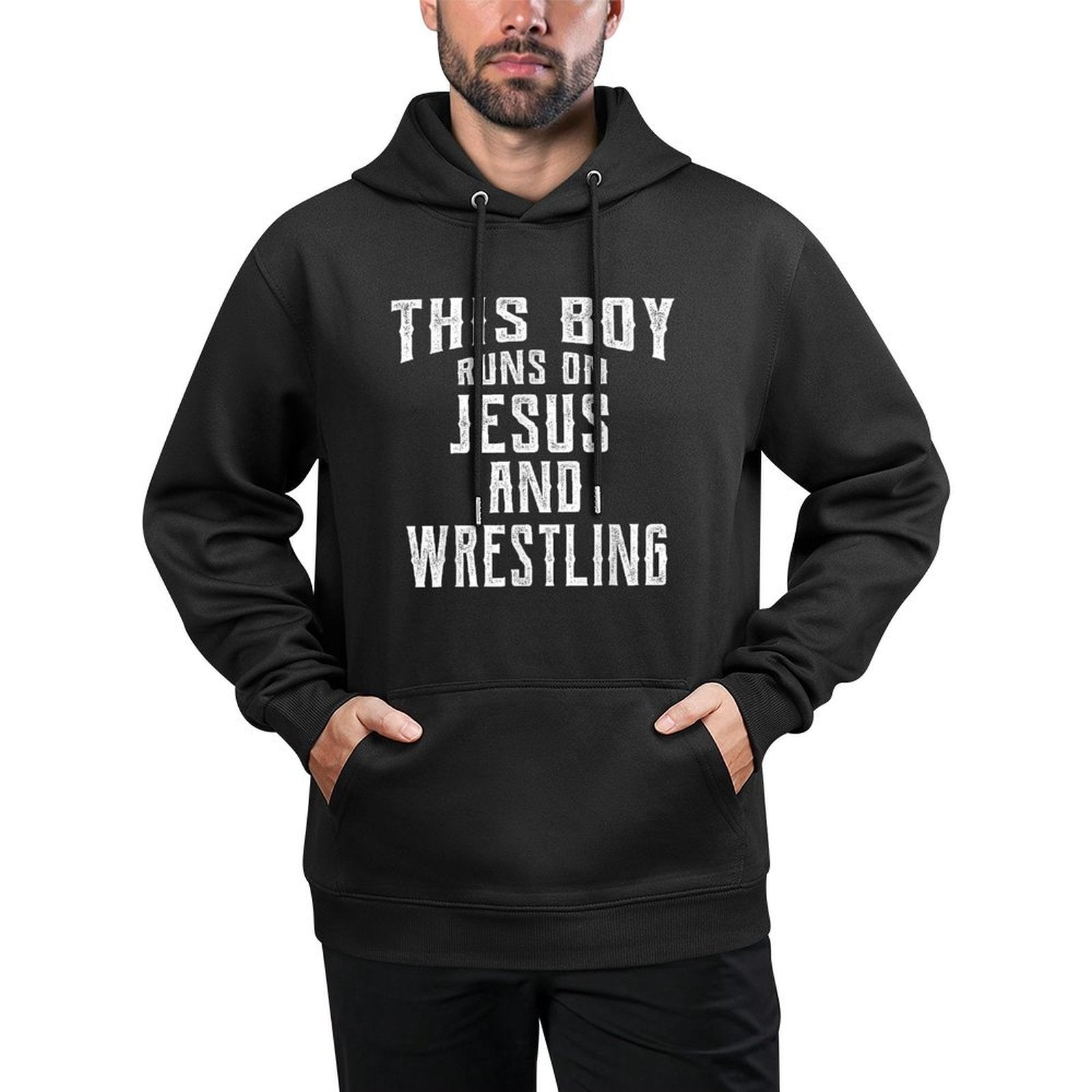 This Boy Runs On Jesus And Wrestling T Christian Gift Easy Care Hoodie