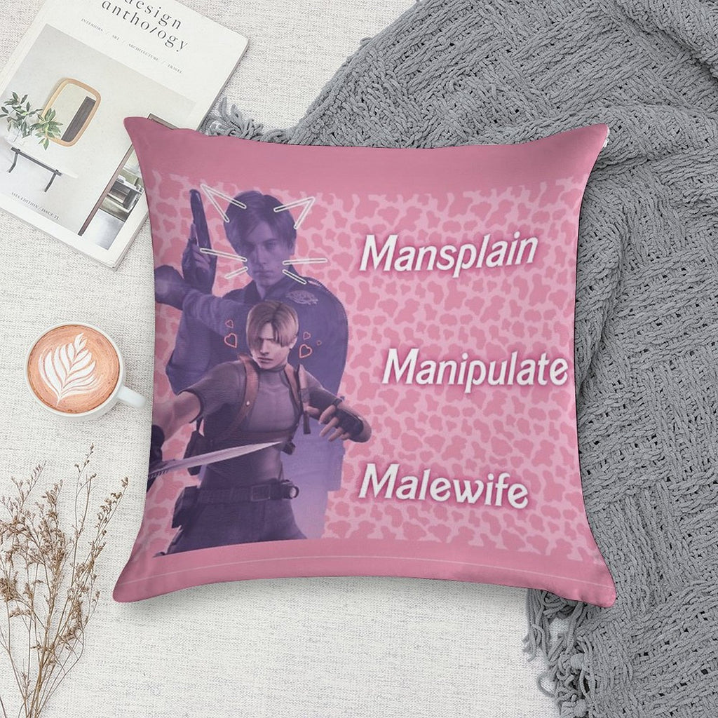 Mansplain, Manipulate, Malewife Leon (Cow) PINK VERSION Soft Style Accent Throw Pillow