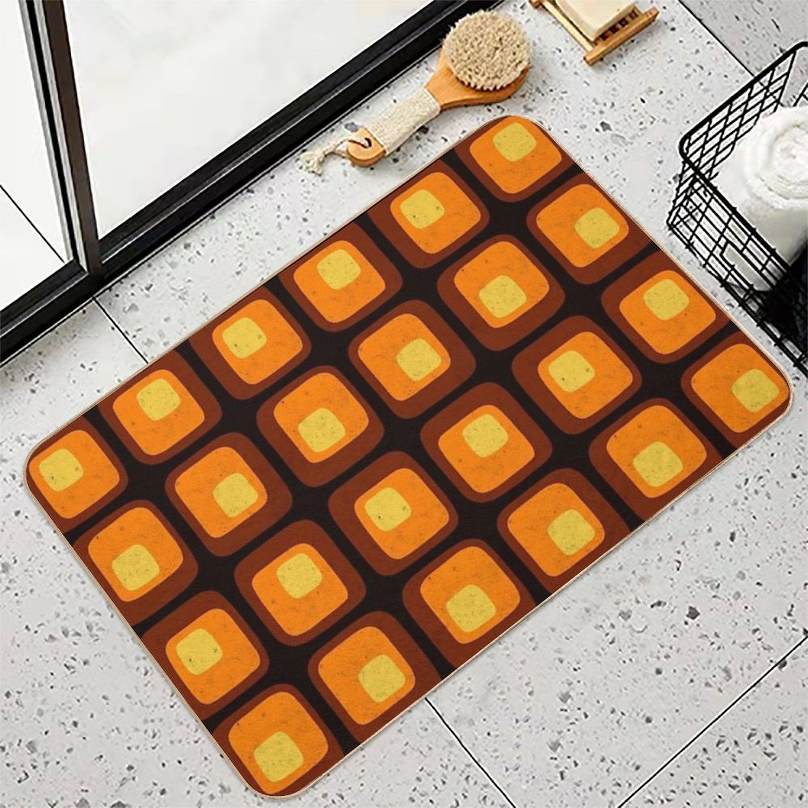 60s Retro Mod  Easy Maintenance Bath Mat