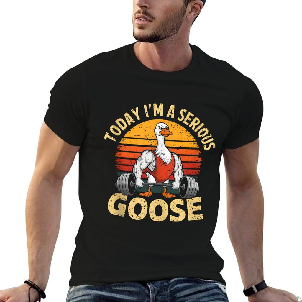 Today Im A Serious Goose Funny Gym Weightlifting Fitness  Heathered Texture T-Shirt